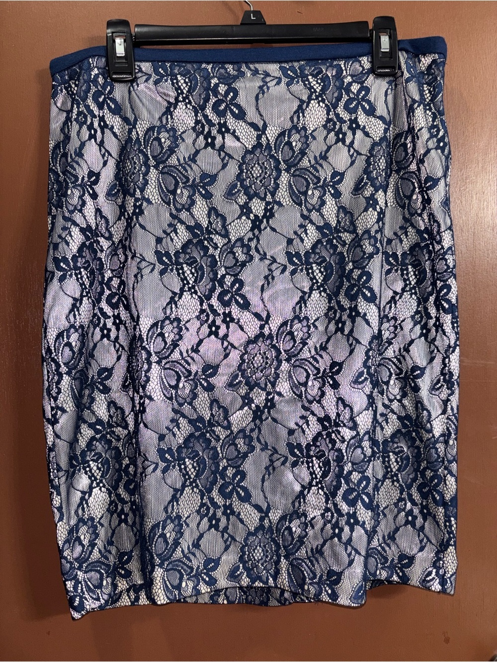 The Limited Navy Floral Lace Pencil Skirt